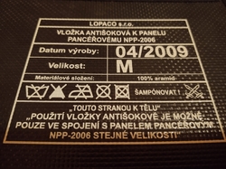 Vložka antišoková k panelu pancéřovému NPP 2006 AČR