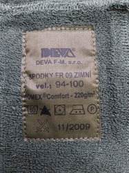 Spodky se sníženou hořlavostí FR 2009 zimní AČR 